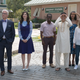 Ted Danson (left), D’Arcy Carden, William Jackson Harper, Manny Jacinto, Jameela Jamil, Kristen Bell (Photo: Colleen Hayes/NBC)